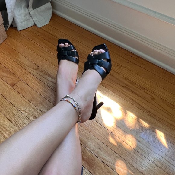 SAINT LAURENT Tribute woven leather mules SZ 36.5 - Picture 4 of 16